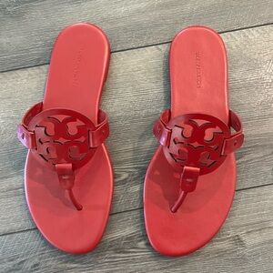Tory Burch Red Miller Logo Thong Sandals